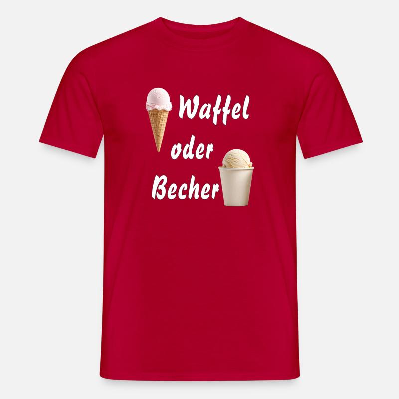 EIS WAFFEL ODER BECHER - Männer T-Shirt - Rot
