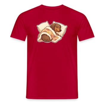 Teckel endormi - T-shirt homme - rouge - Devant - AI Model Male 178 dark (178cm)