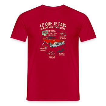 Ce que je fais passion voiture ancienne - T-shirt homme - rouge - Devant - AI Model Male 178 dark (178cm)