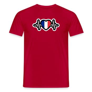 France Battement de Coeur Sticker - T-shirt homme - rouge - Devant - AI Model Male 178 dark (178cm)