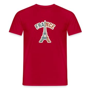 Vintage France Eiffel Tower Decal - Men's T-Shirt - red - Front - AI Model Male 178 dark (178cm)