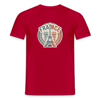 Sticker France Badge Vintage Paris - T-shirt homme - rouge - Devant - AI Model Male 178 dark (178cm)