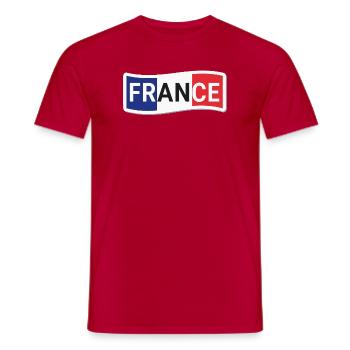 Sticker France Drapeau Ondulé - T-shirt homme - rouge - Devant - AI Model Male 178 dark (178cm)