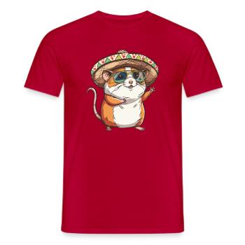 Sombrero drôle de hamster - T-shirt homme - rouge - Devant - AI Model Male 178 dark (178cm)