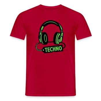DJ Kopfhörer Techno Rave Festival Produzent - Männer T-Shirt - Rot - Vorne - AI Model Male 178 dark (178cm)