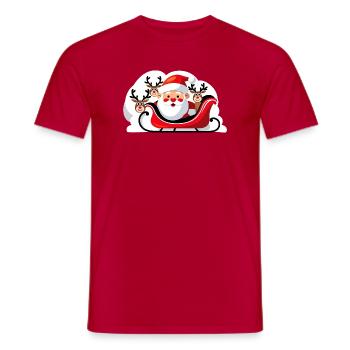Christmas Santa in a sleigh with reindeer - Men's T-Shirt - red - Front - AI Model Male 178 dark (178cm)