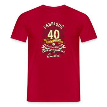 40 Ans Anniversaire Mécanicien Pièces d'Origine - T-shirt homme - rouge - Devant - AI Model Male 178 dark (178cm)