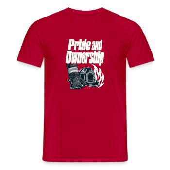 Firefighter Pride and Ownership Brotherhood Motto - Men's T-Shirt - red - Front - AI Model Male 178 dark (178cm)