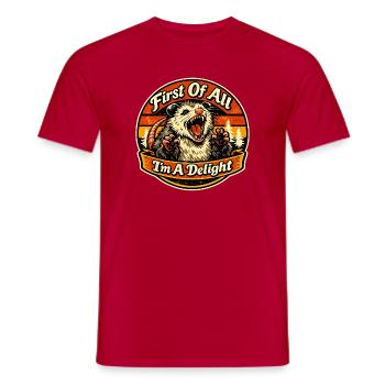 Tout d’abord, je suis un plaisir - T-shirt homme - rouge - Devant - AI Model Male 178 dark (178cm)