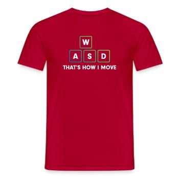 WASD Bewegungskunst - Männer T-Shirt - Rot - Vorne - AI Model Male 178 dark (178cm)