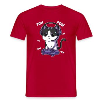 Chat gamer avec casque - T-shirt homme - rouge - Devant - AI Model Male 178 dark (178cm)