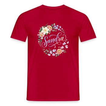 Sandra Blütenkranz Namenszug - Männer T-Shirt - Rot - Vorne - AI Model Male 178 dark (178cm)