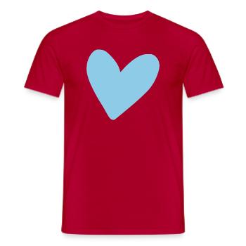 Blue Heart : style minimaliste bidimensionnel - T-shirt homme - rouge - Devant - AI Model Male 178 dark (178cm)