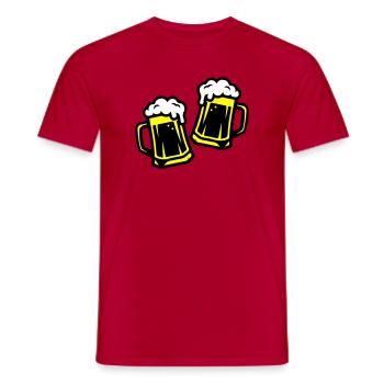 Bier Anstoßen Saufen - Männer T-Shirt - Rot - Vorne - AI Model Male 178 dark (178cm)
