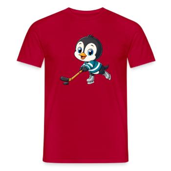 Süßer Pinguin Cartoon Eishockey Spieler - Männer T-Shirt - Rot - Vorne - AI Model Male 178 dark (178cm)