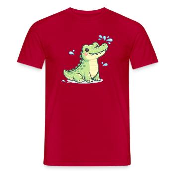Crocodile water fun - Men's T-Shirt - red - Front - AI Model Male 178 dark (178cm)