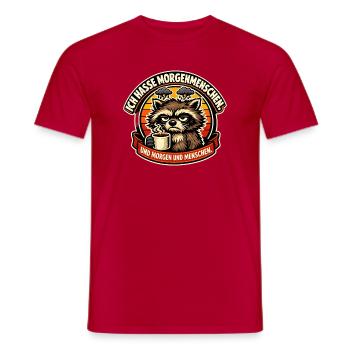 Morgenmuffel Waschbär Kaffee - Männer T-Shirt - Rot - Vorne - AI Model Male 178 dark (178cm)