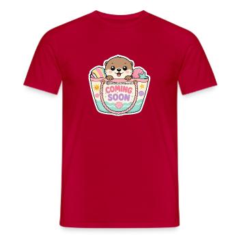 Coming Soon Summer Baby Otter Beach Tote Sticker - Men's T-Shirt - red - Front - AI Model Male 178 dark (178cm)