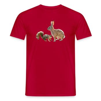 Squirrel, Rabbit, Forest Friends, Photography - Men's T-Shirt - red - Front - AI Model Male 178 dark (178cm)