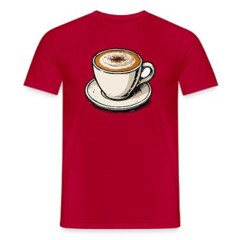 Latte Art Coffee Mug - Men's T-Shirt - red - Front - AI Model Male 178 dark (178cm)