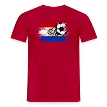 Paraguay Flagge Fußball used - Männer T-Shirt - Rot - Vorne - AI Model Male 178 dark (178cm)