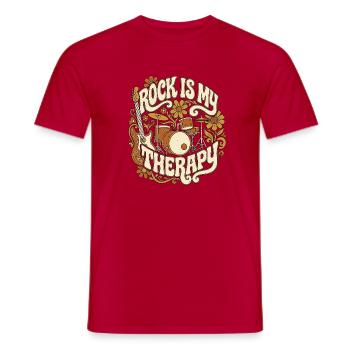Rock Music Therapy - Men's T-Shirt - red - Front - AI Model Male 178 dark (178cm)