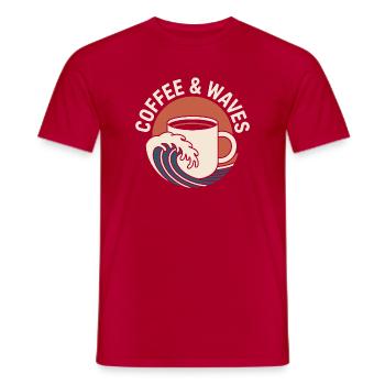 Coffee Waves Surfing Coffee & Waves Surfer Beach - Men's T-Shirt - red - Front - AI Model Male 178 dark (178cm)