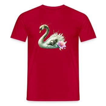 Dark Swan with Skulls and Flowers - Men's T-Shirt - red - Front - AI Model Male 178 dark (178cm)