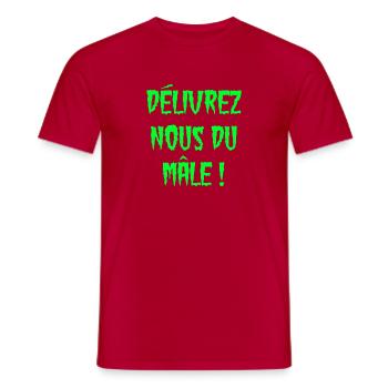 DÉLIVREZ-NOUS DU MÂLE - T-shirt homme - rouge - Devant - AI Model Male 178 dark (178cm)