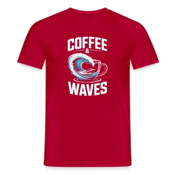 Vagues de café, surf, Plage de surfeurs de Café et Vagues - T-shirt homme - rouge - Devant - AI Model Male 178 dark (178cm)