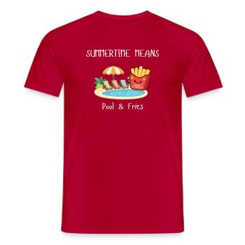Summertime means Pool & Fries - Männer T-Shirt - Rot - Vorne - AI Model Male 178 dark (178cm)