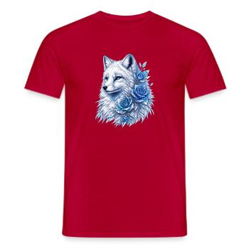 Loup de glace aux roses bleues - T-shirt homme - rouge - Devant - AI Model Male 178 dark (178cm)