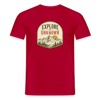 Explore the unknown - Men's T-Shirt - red - Front - AI Model Male 178 dark (178cm)