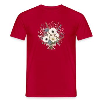 Bouquet d’hiver en blanc et bleu glace - T-shirt homme - rouge - Devant - AI Model Male 178 dark (178cm)