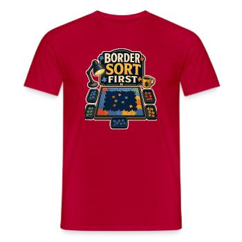 TRIER LA FRONTIÈRE EN PREMIER - T-shirt homme - rouge - Devant - AI Model Male 178 dark (178cm)
