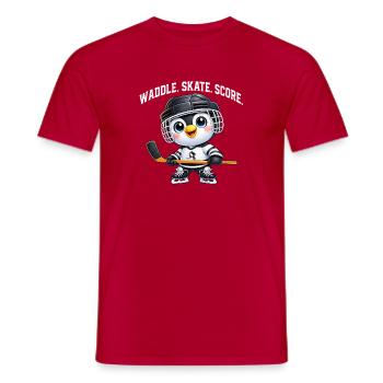 Süßer Pinguin Eishockey Spieler Cartoon USA - Men's T-Shirt - red - Front - AI Model Male 178 dark (178cm)
