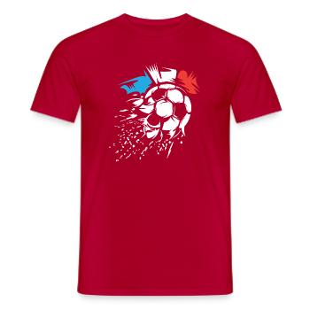 zerfetzter Ball mit WM Fußballteam Frankreich - Männer T-Shirt - Rot - Vorne - AI Model Male 178 dark (178cm)