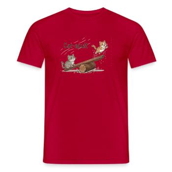 Catapult Katzenabenteuer - Männer T-Shirt - Rot - Vorne - AI Model Male 178 dark (178cm)