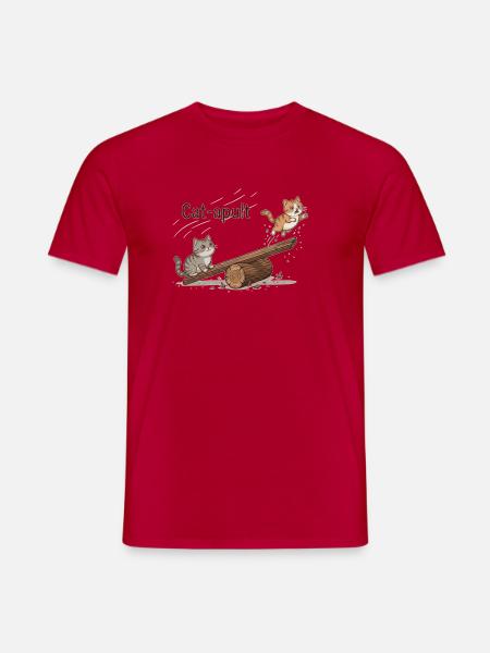Catapult Katzenabenteuer - Männer T-Shirt - Rot