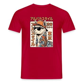 Cooles Alpaka - Männer T-Shirt - Rot - Vorne - AI Model Male 178 dark (178cm)