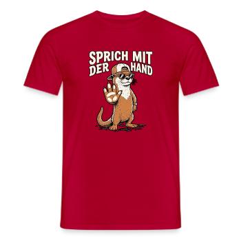 Parle à la main, Otter - T-shirt homme - rouge - Devant - AI Model Male 178 dark (178cm)