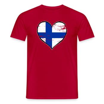 Drapeau du cœur finlandais utilisé - T-shirt homme - rouge - Devant - AI Model Male 178 dark (178cm)