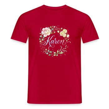 Fleurs pastel - Couronne de Karen - T-shirt homme - rouge - Devant - AI Model Male 178 dark (178cm)