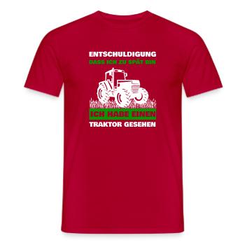 Ich habe einen Traktor gesehen Landwirt Trecker - Männer T-Shirt - Rot - Vorne - AI Model Male 178 dark (178cm)