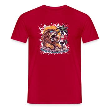 Bande dessinée Lion Summer - T-shirt homme - rouge - Devant - AI Model Male 178 dark (178cm)