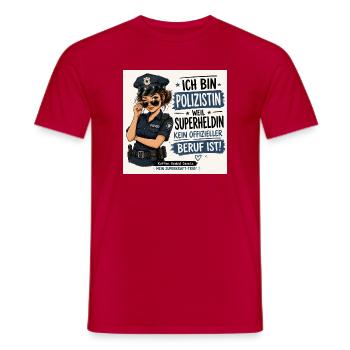 Polizistin  - Männer T-Shirt - Rot - Vorne - AI Model Male 178 dark (178cm)