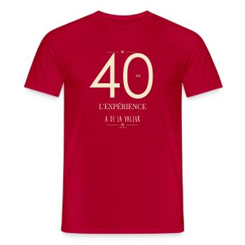 40 Ans L'Expérience A De La Valeur - Cadeau Annive - T-shirt homme - rouge - Devant - AI Model Male 178 dark (178cm)