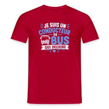 Conducteur de bus qui déchire - T-shirt homme - rouge - Devant - AI Model Male 178 dark (178cm)