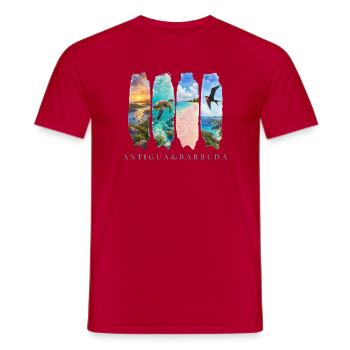 Antigua Barbuda Travel – Caribbean Beach & Sea - Men's T-Shirt - red - Front - AI Model Male 178 dark (178cm)