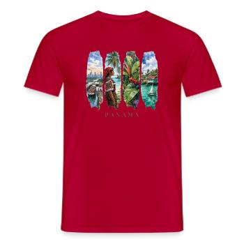 Voyage de vacances au Panama – Ville de canal et motif culturel - T-shirt homme - rouge - Devant - AI Model Male 178 dark (178cm)